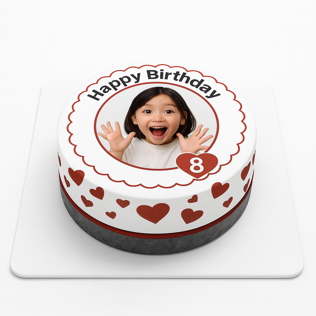 Kişiye Özel Kalpli Resimli Pasta