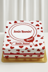 Özel Kalpli Resimli Pasta